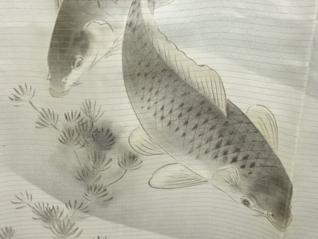 JAPANESE KIMONO / ANTIQUE MENS JUBAN FOR SUMMER / SILK / CARP